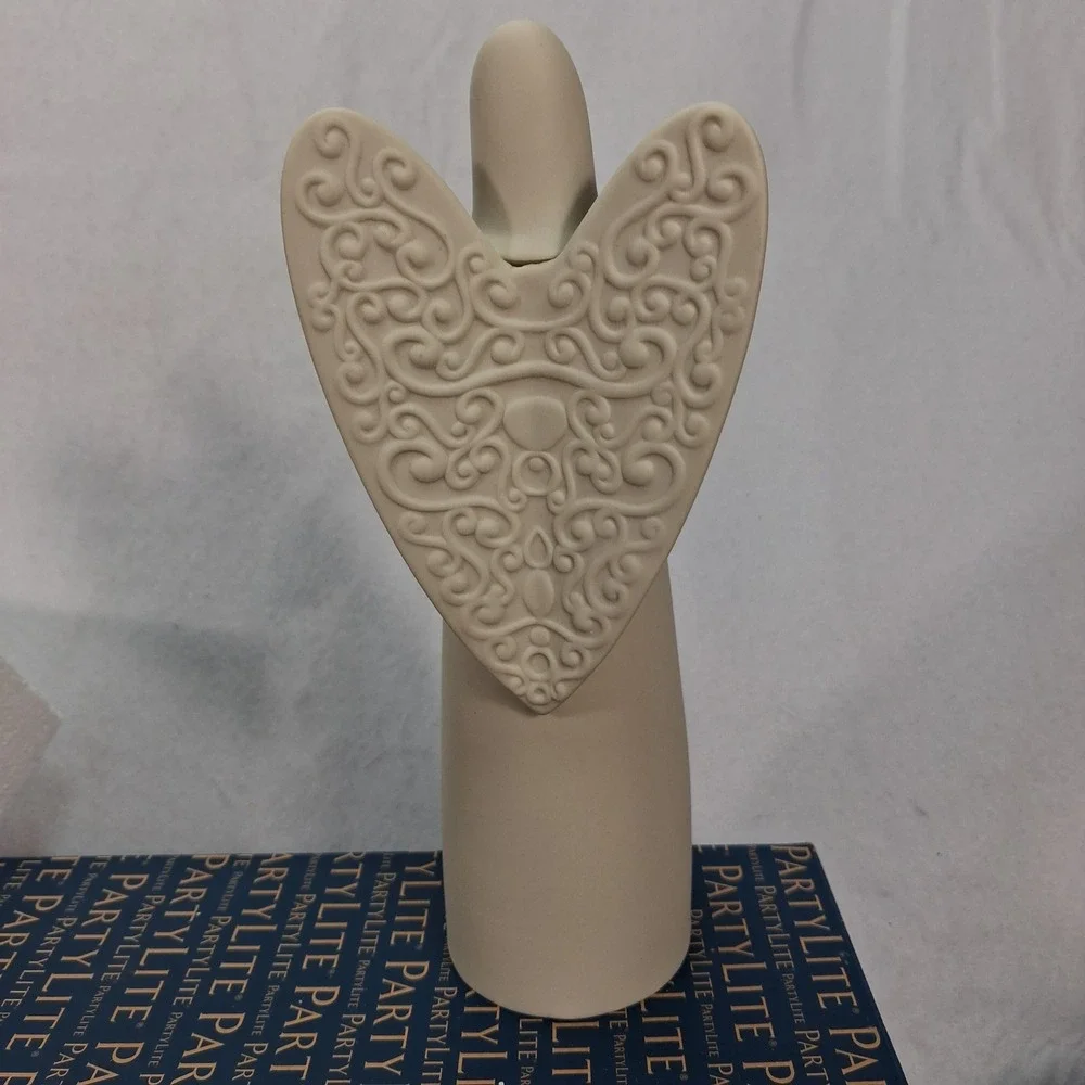 PartyLite Serenity Tealight Holder P9629 Cream Iridescent Angel NEW
